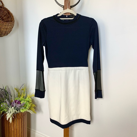 Cynthia Steffe Navy & White Mesh detail Mini Dress - Picture 15 of 15